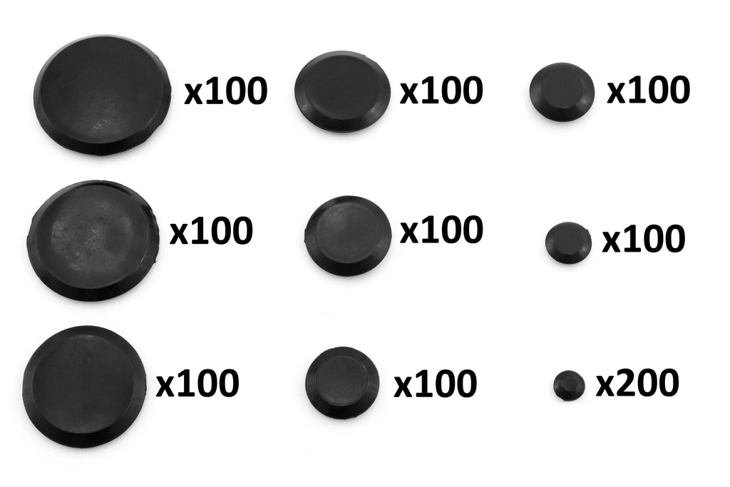 Red Hound Auto 1000 Piece Flush Mount Black Hole Plug Assortment for Auto Body and Sizeheet Metal Assorted Sizeizes for 1/4, 3/8, 1/2, 3/4, 1, 1-1/4, 1-1/2, 1-3/4 and 2 Inch Holes