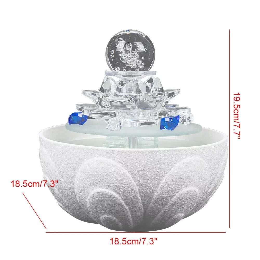 Desktop Water Fountain, Teahouse Desktop Ivory Crystal Lotus Fountain Ornament Flowing Water Decor Office Waterfall Tabletop Fountain