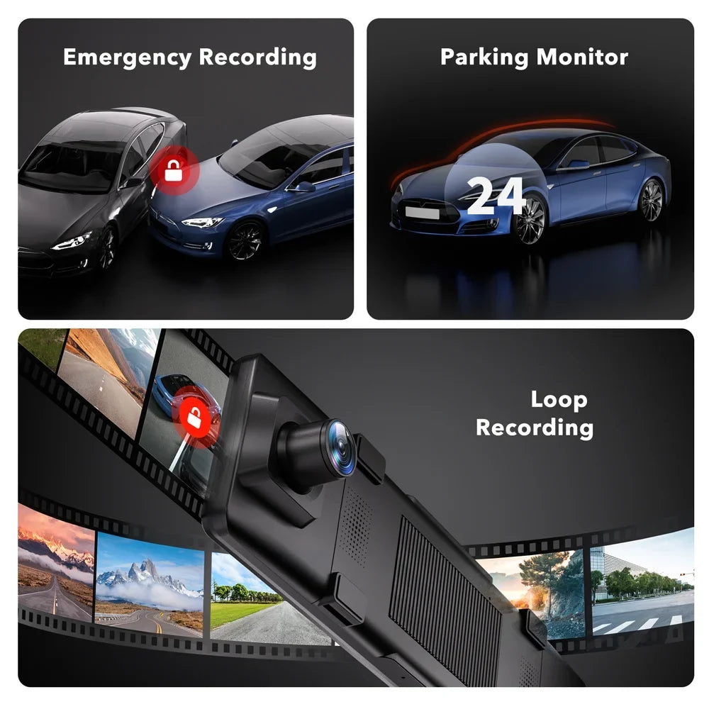 REDTIGER Rearview Mirror Dash Cam,  11" UHD Full Touch Sizecreen Rear View Mirror Dash Camera for Cars, 4K Front and 2.5K Rear Dash Camera with Night Vision GPSize , Free 32GB Card