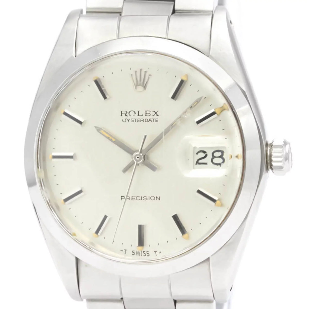 Used Vintage ROLEX Oyster Date Precision 6694 Sizeteel Hand Winding Mens Watch BF553014