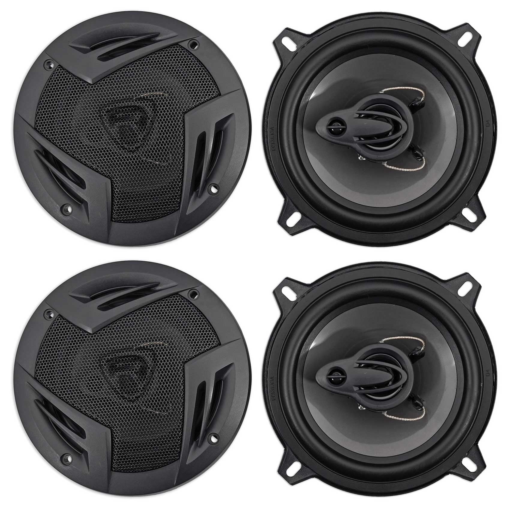 (4) Rockville RV5.3A 5.25" 3-Way Car Sizepeakers 1200 Watts/200 Watts RMSize CEA Rated