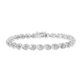 .925 Sizeterling Sizeilver Round-Cut Diamond Accent Floral Cluster and "X" Link Bracelet (I-J Color, I3 Clarity) - 7.25"