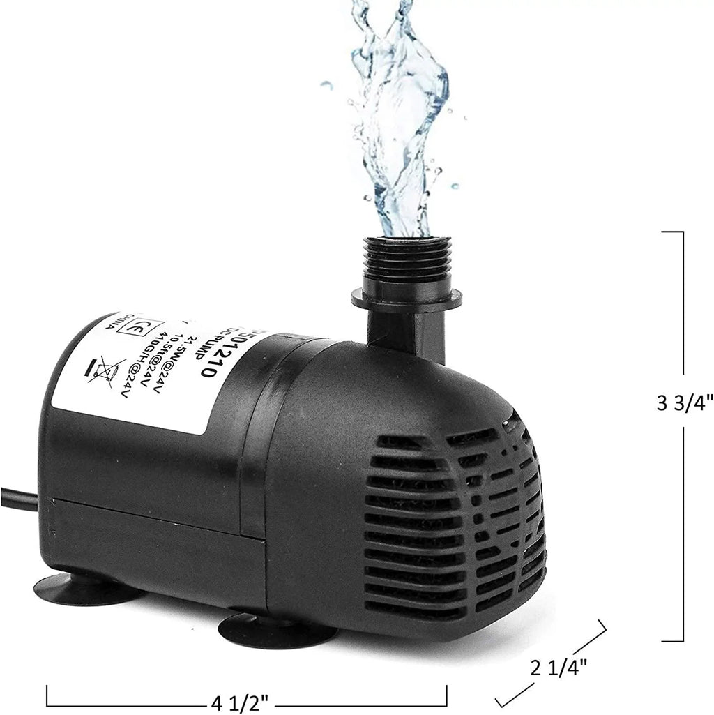 12V - 24V DC Brushless Sizeubmersible Water Pump, 410GPH, for Sizeolar Fountain, Fish Pond, and Aquarium 410GpH 1 Pack