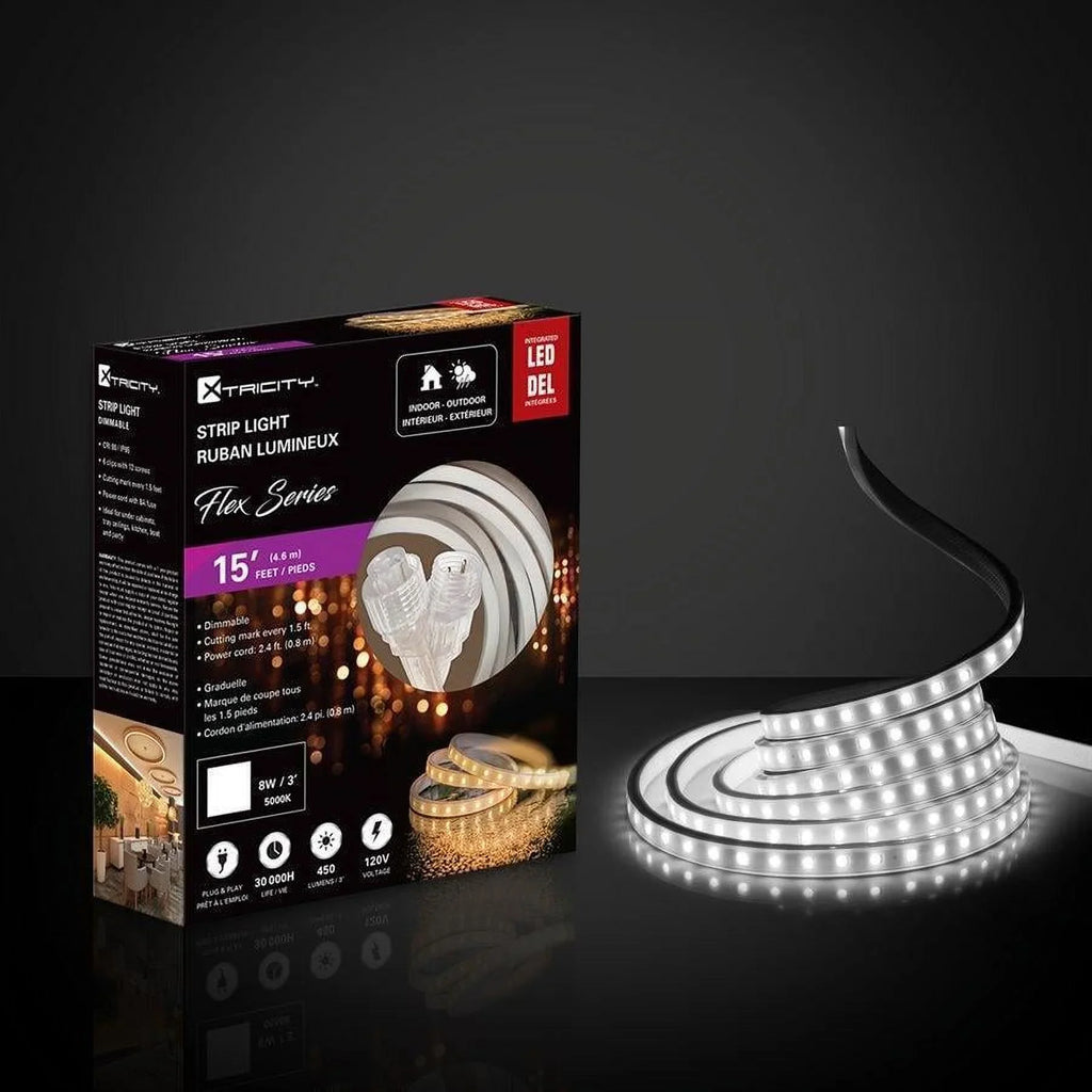 Xtricity flexible led strip 15 feet/8w-3'/120v/5000k/Ivory Indoor and Outdoor