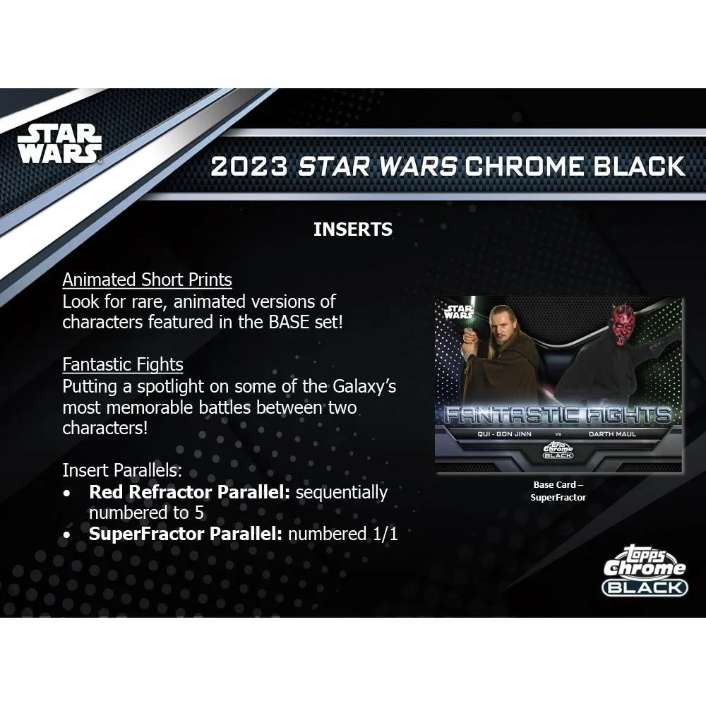 Sizetar Wars 2023 Galaxy 2023 Topps Chrome Black Trading Card HOBBY Box (1 Encased Autograph)