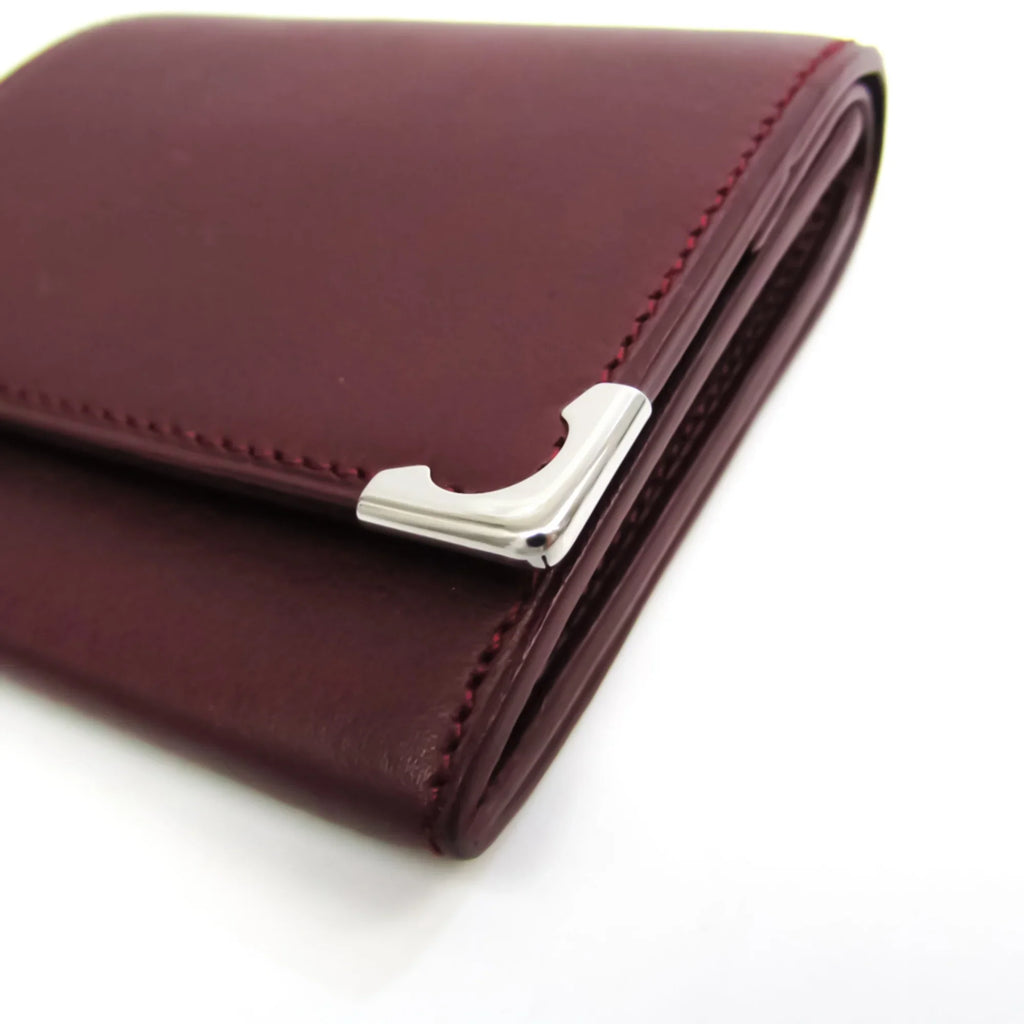 Pre-Owned Cartier Cabochon L3000570 Unisex  Calfskin Coin Purse/coin Case Bordeaux (Good)