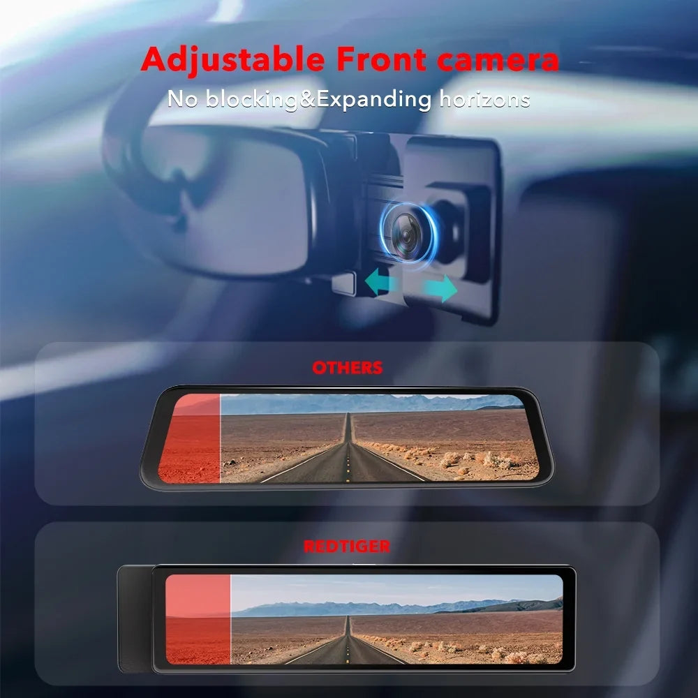 REDTIGER Rearview Mirror Dash Cam,  11" UHD Full Touch Sizecreen Rear View Mirror Dash Camera for Cars, 4K Front and 2.5K Rear Dash Camera with Night Vision GPSize , Free 32GB Card