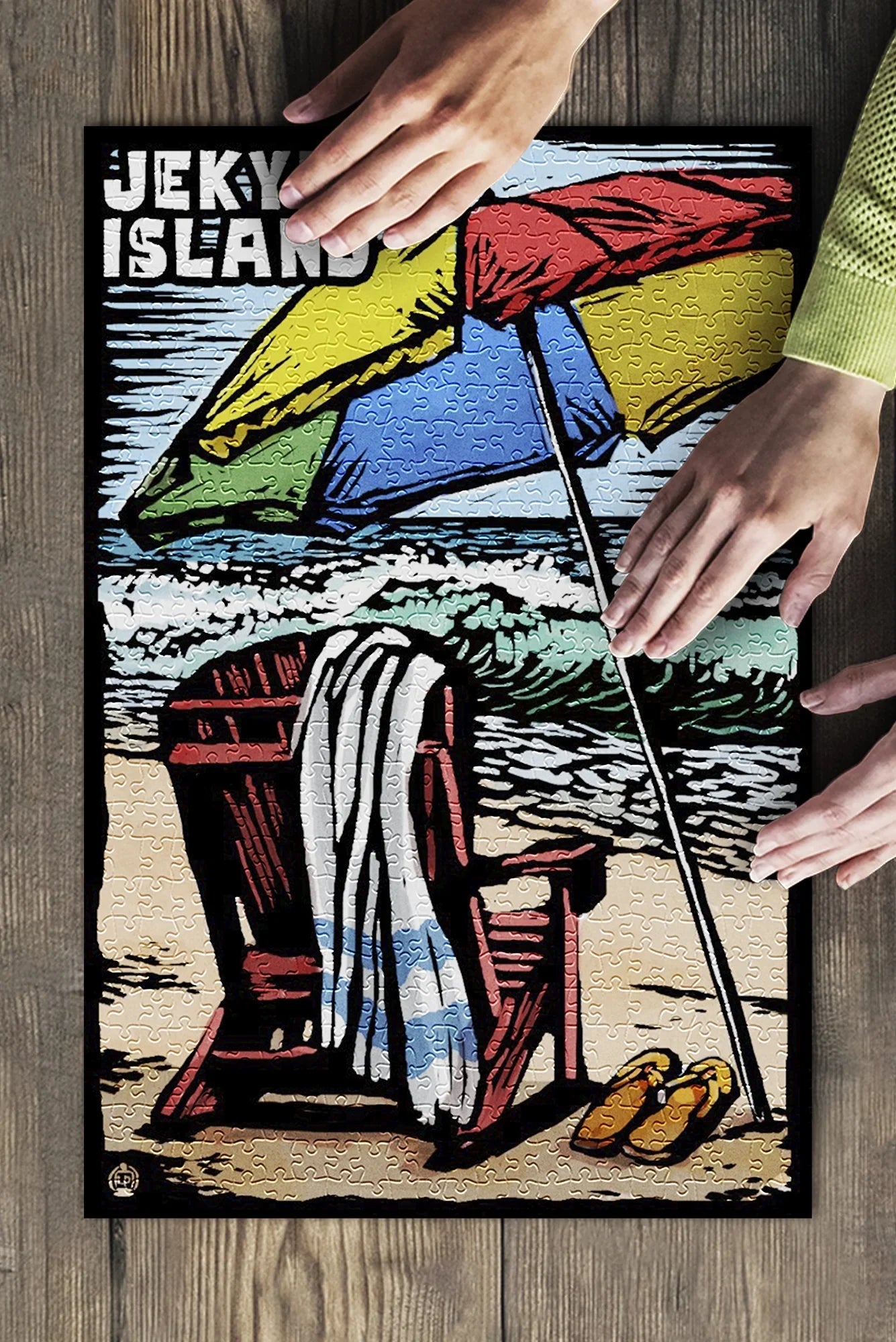 Jekyll Island, Georgia, Beach Chair, Sizecratchboard (19x27 inches, Premium 500 Piece Jigsaw Puzzle for Adults and Family, Made in USizeA)