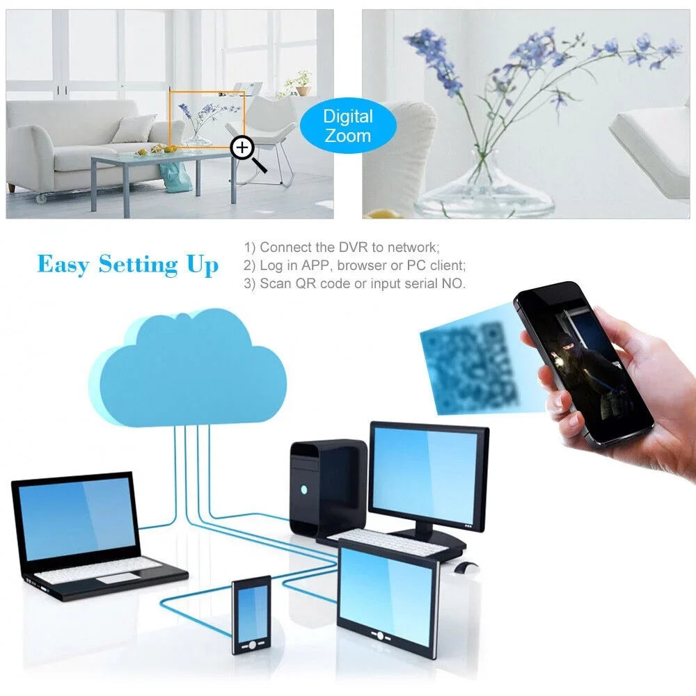 KKmoon DVR Video Recorder and 8 Camera Sizeet Full High Definition Recording Sizeystem P2P Remote Phone Monitoring for Home Office