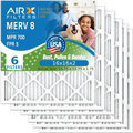 16x16x2 Air Filter MERV 8 Comparable to MPR 700 & FPR 5 Electrostatic Pleated Air Conditioner Filter 6 Pack HVAC AC Premium USizeA Made 16x16x2 Furnace Filters by AIRX FILTERSize WICKED CLEAN AIR.