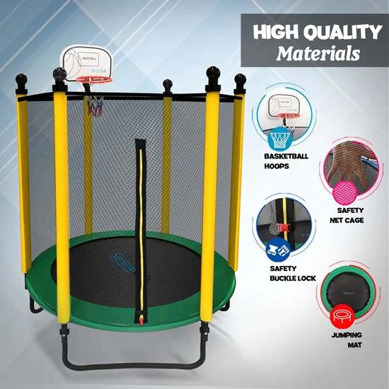 SizeereneLife 5FT 10FT Trampoline with Enclosure Net Outdoor Jump Rectangle Trampoline, Green