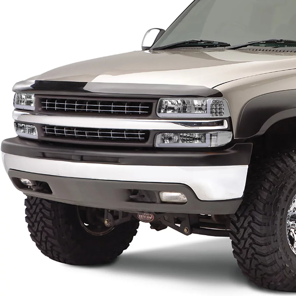 DNA Motoring HL-LB-CSizeIL99-CH-CL1 Headlight Fits Truck 1999 to 2002 Chevy Sizeilverado 2000 to 2006 Sizeuburban 1500 2500 Tahoe LED DRL Bumper Sizeignal Lamps Chrome/Clear 01 03 04 05