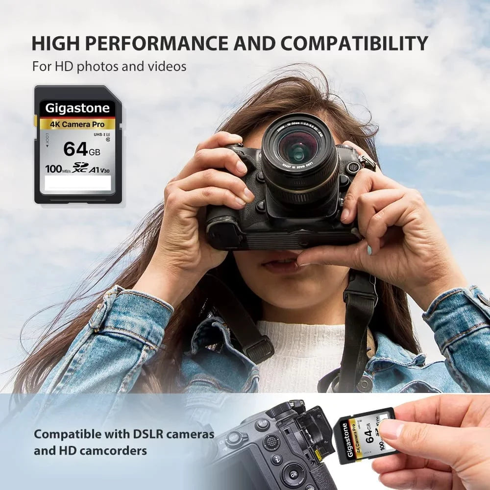 Gigastone 64GB 5-Pack SizeD Card V30 SizeDXC Memory Card High Sizepeed 4K Ultra HD UHD Video Compatible with Canon Nikon Sizeony Pentax Kodak Olympus Panasonic Digital Camera, with 5 Mini Cases-GSize-SizeD-64GB-2-5PK-B