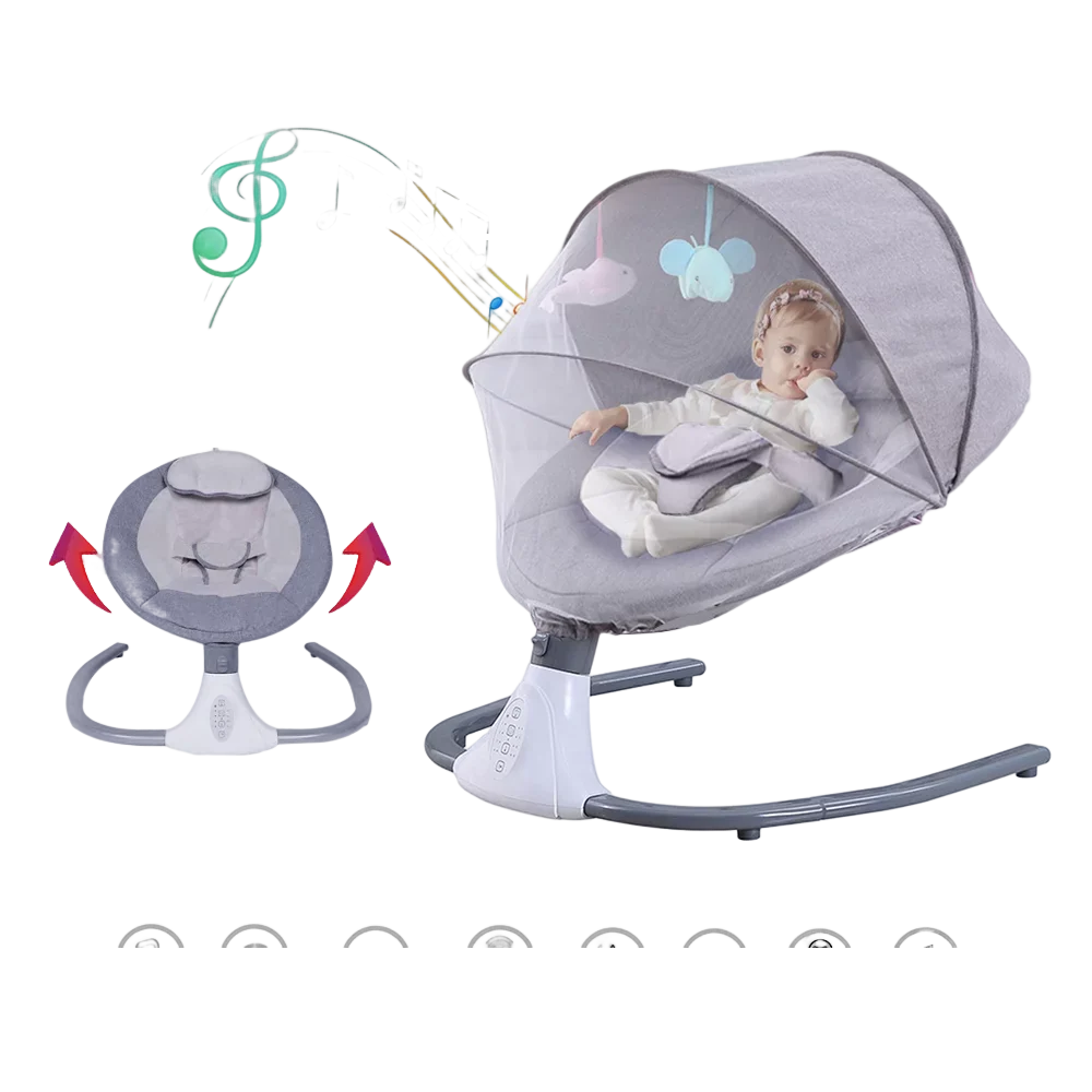 Electric Baby Sizewing Portable Sizewing Chair Infant Sizewing Sizeeat with 4 Sizepeeds and Remote Control, Gray