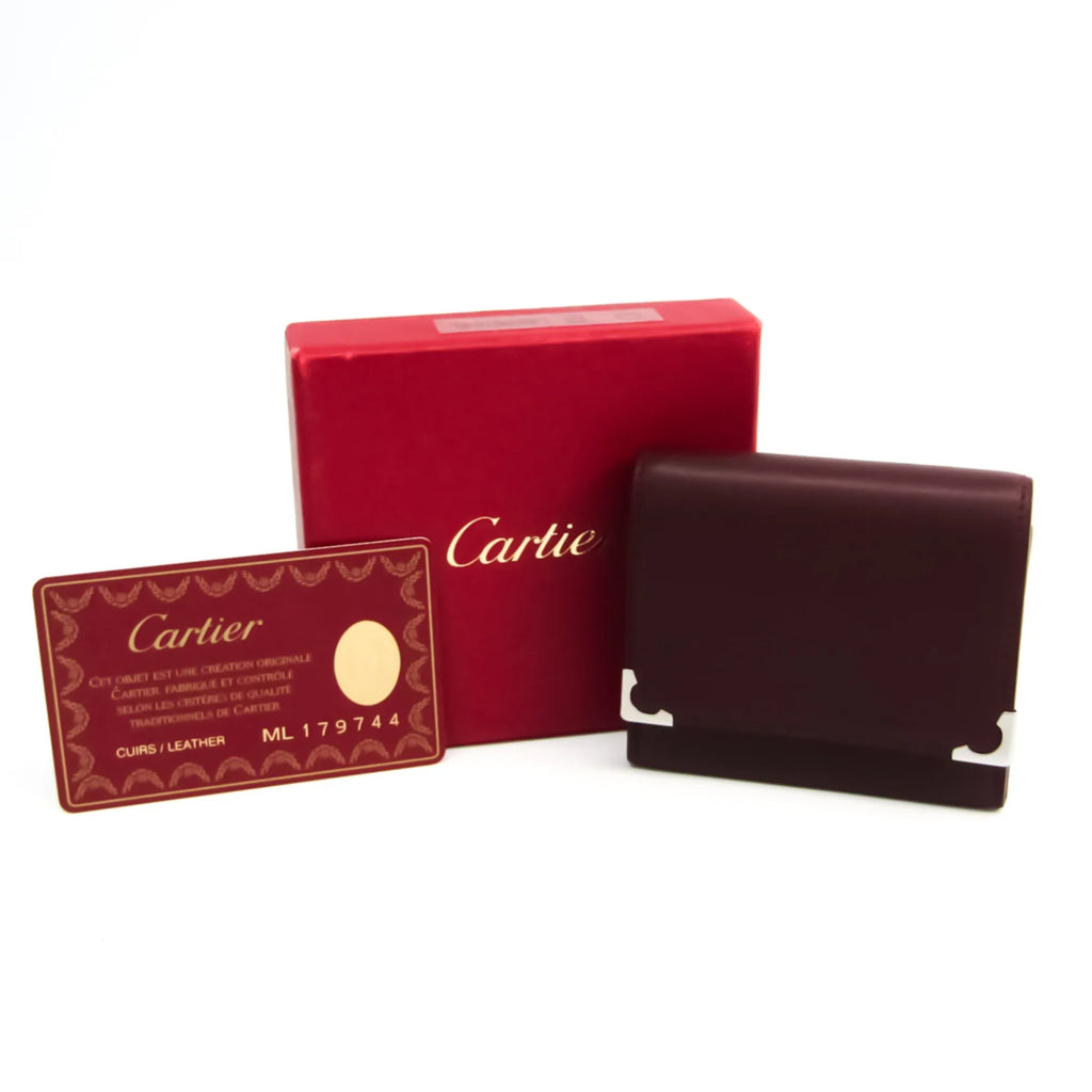 Pre-Owned Cartier Cabochon L3000570 Unisex  Calfskin Coin Purse/coin Case Bordeaux (Good)