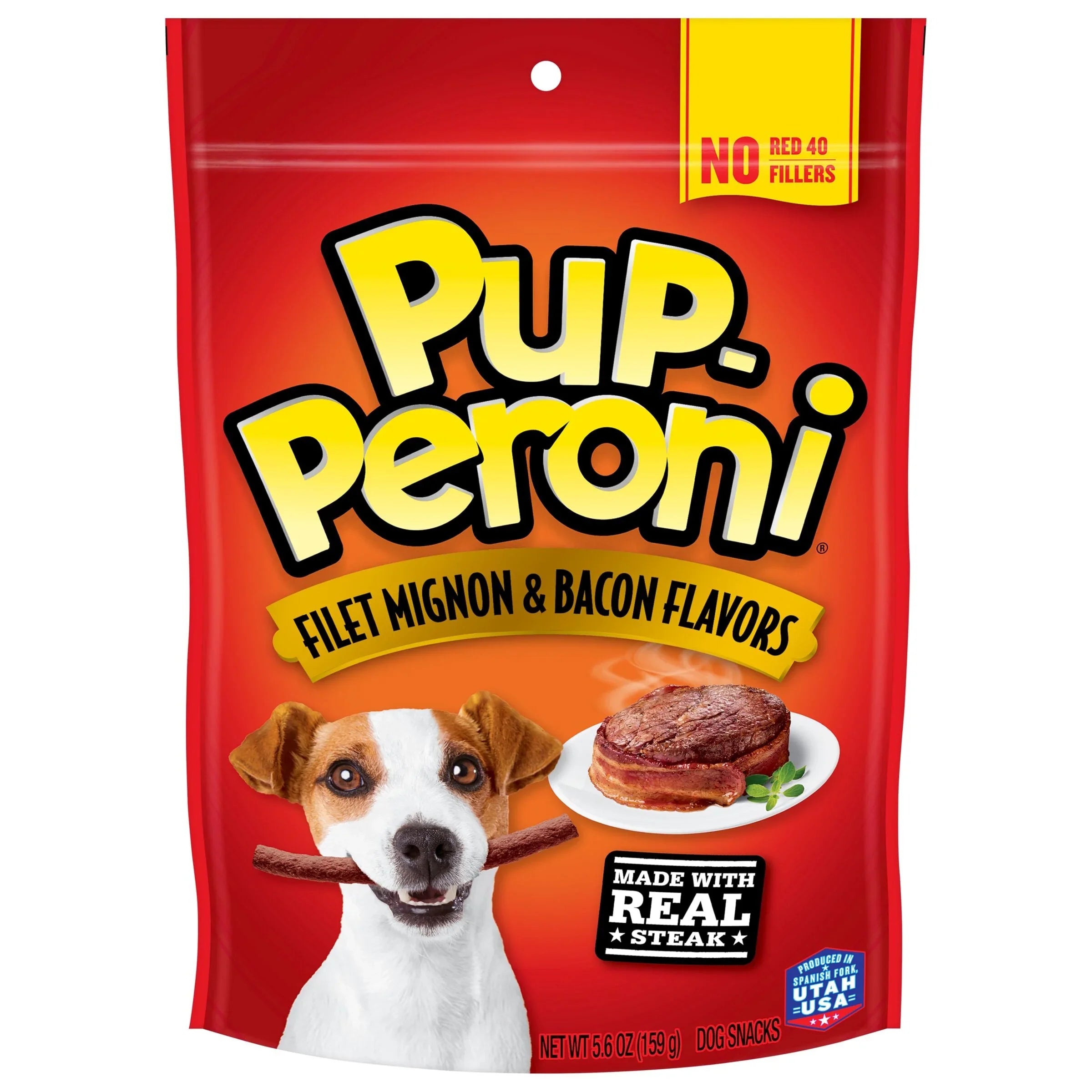 Pup-Peroni Filet Mignon & Bacon Flavor Dog Treats, 5.6oz Bag (Pack of 8)