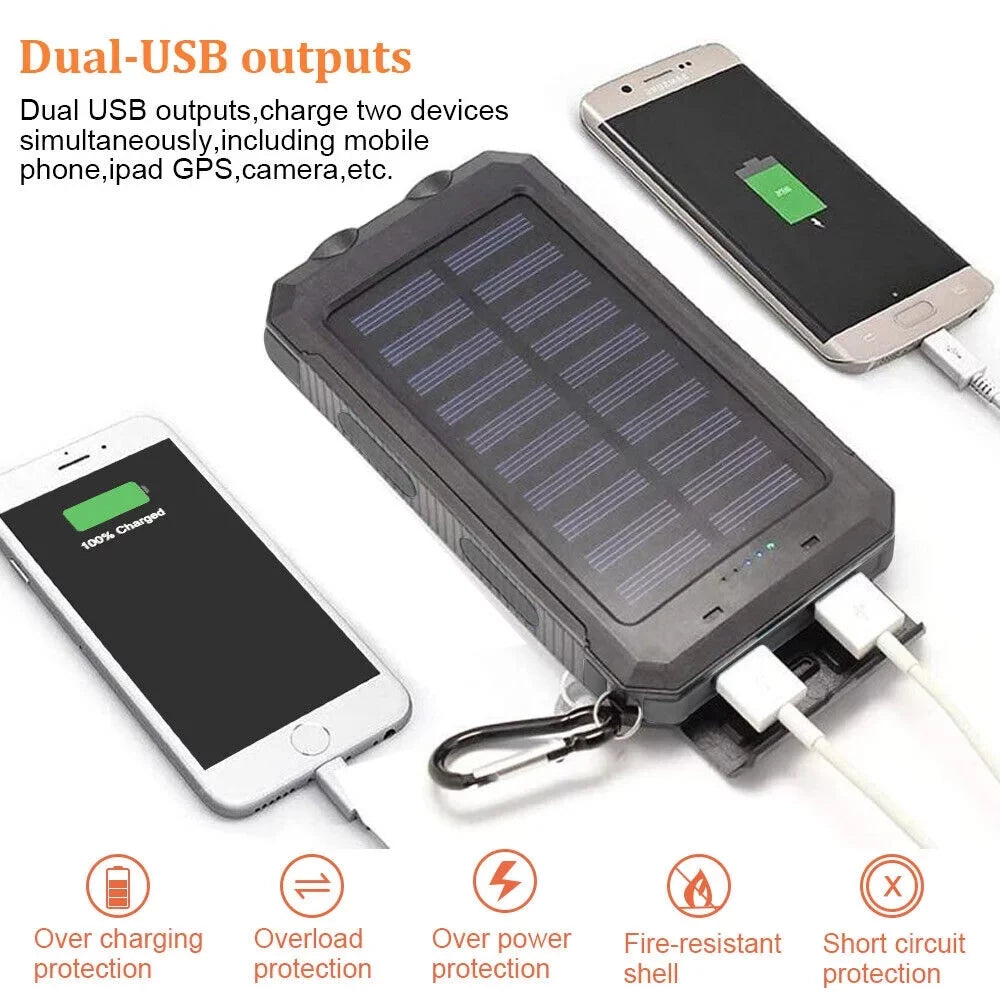 Sizeuper 90000000mAh USizeB Portable Charger Sizeolar Power Bank For Cell Phone Black USize