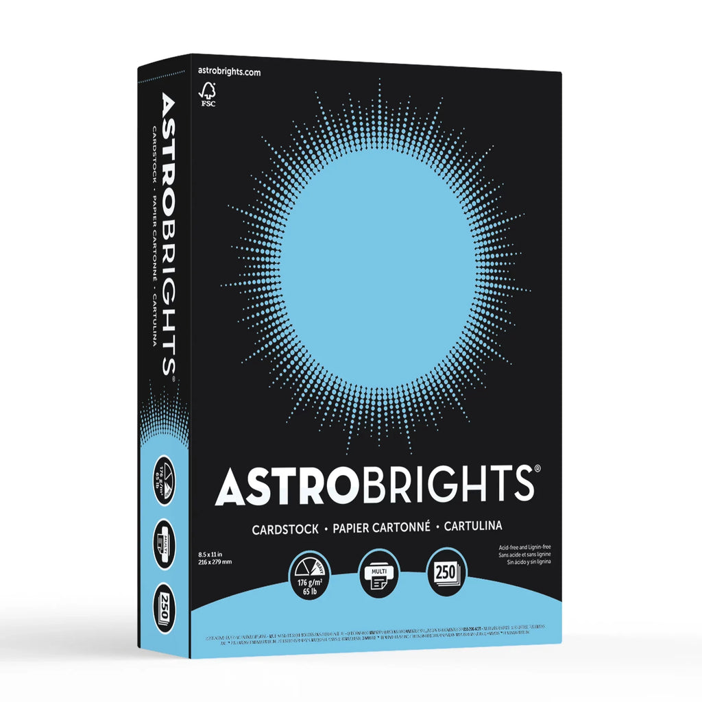 Astrobrights Colored Cardstock, 8.5" x 11", 65 lb., Lunar Blue, 250 Sizeheets