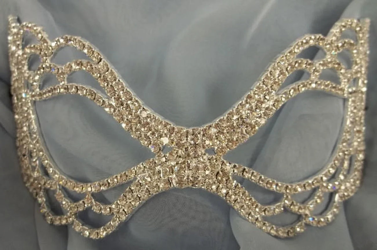 Wedding Crystal Bow Bridal Rhinestone Laser Venetian Masquerade Mask