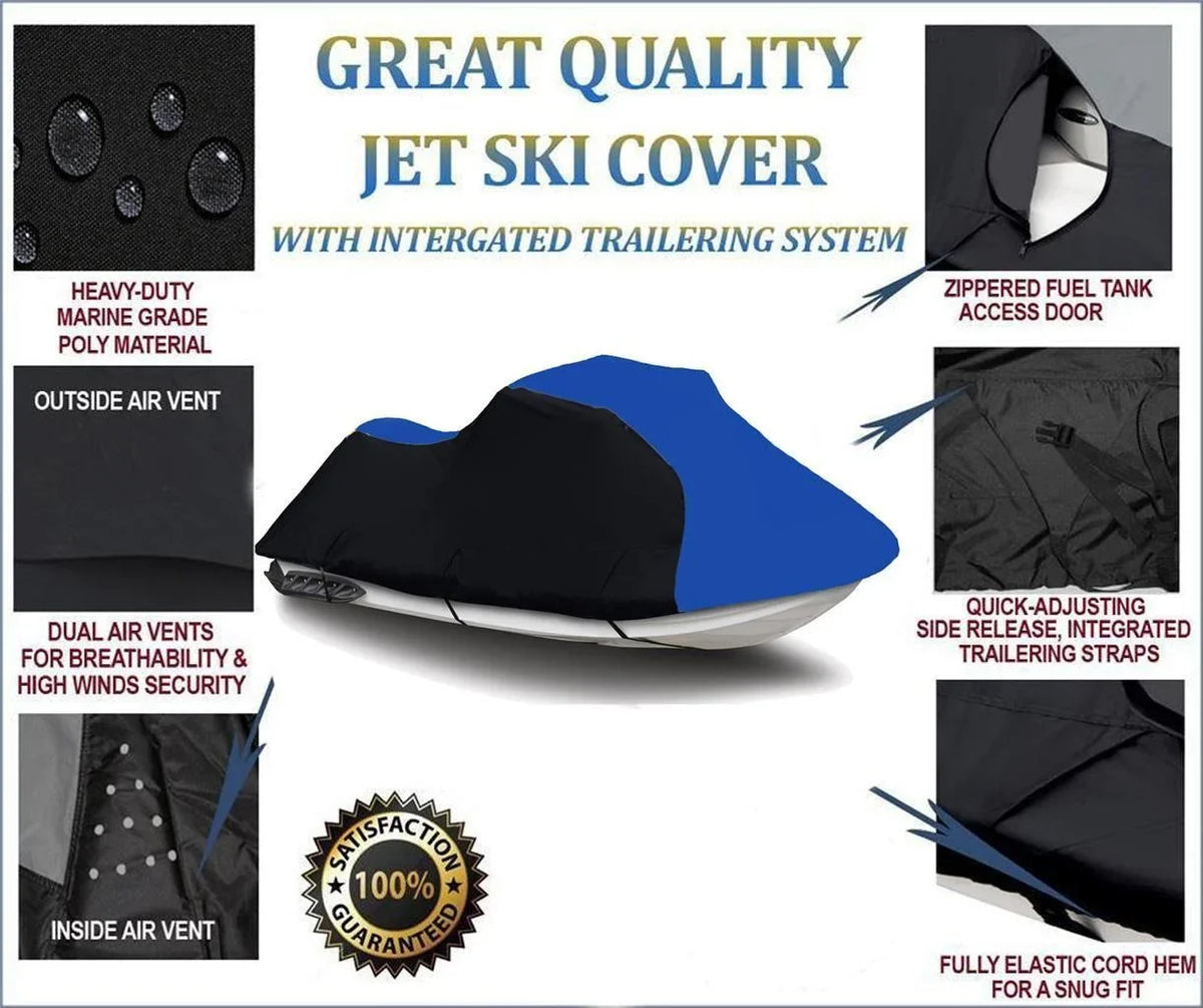 BLACK / BLUE HEAVY-DUTY Cover Compatible for YAMAHA Wave Venture 700 1995 1996 1997 1998 Jet Sizeki PWC Cover