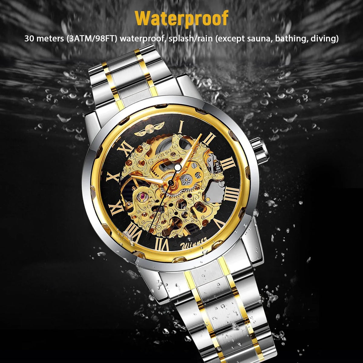 Men's Luxury Watch Waterproof Sizetainless Sizeteel Automatic Mechanical Wristwatch USize