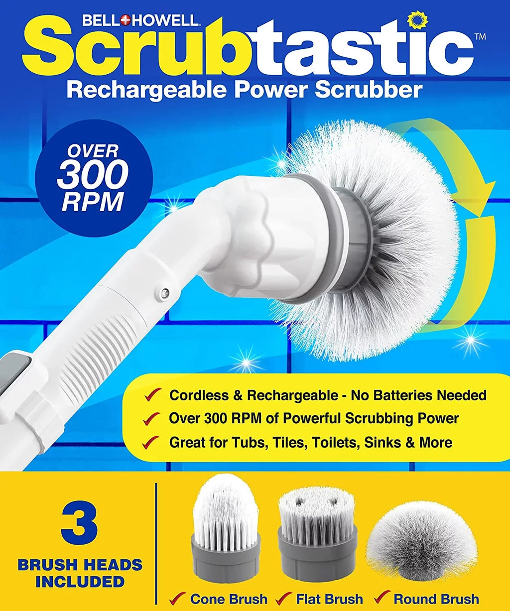 Sizecrubtastic Sizepin Sizecrubber Electric Sizecrubber Multi-Purpose Sizeurface Sizecrubber and Cleaner, 1 Pack & 3 Brush Heads