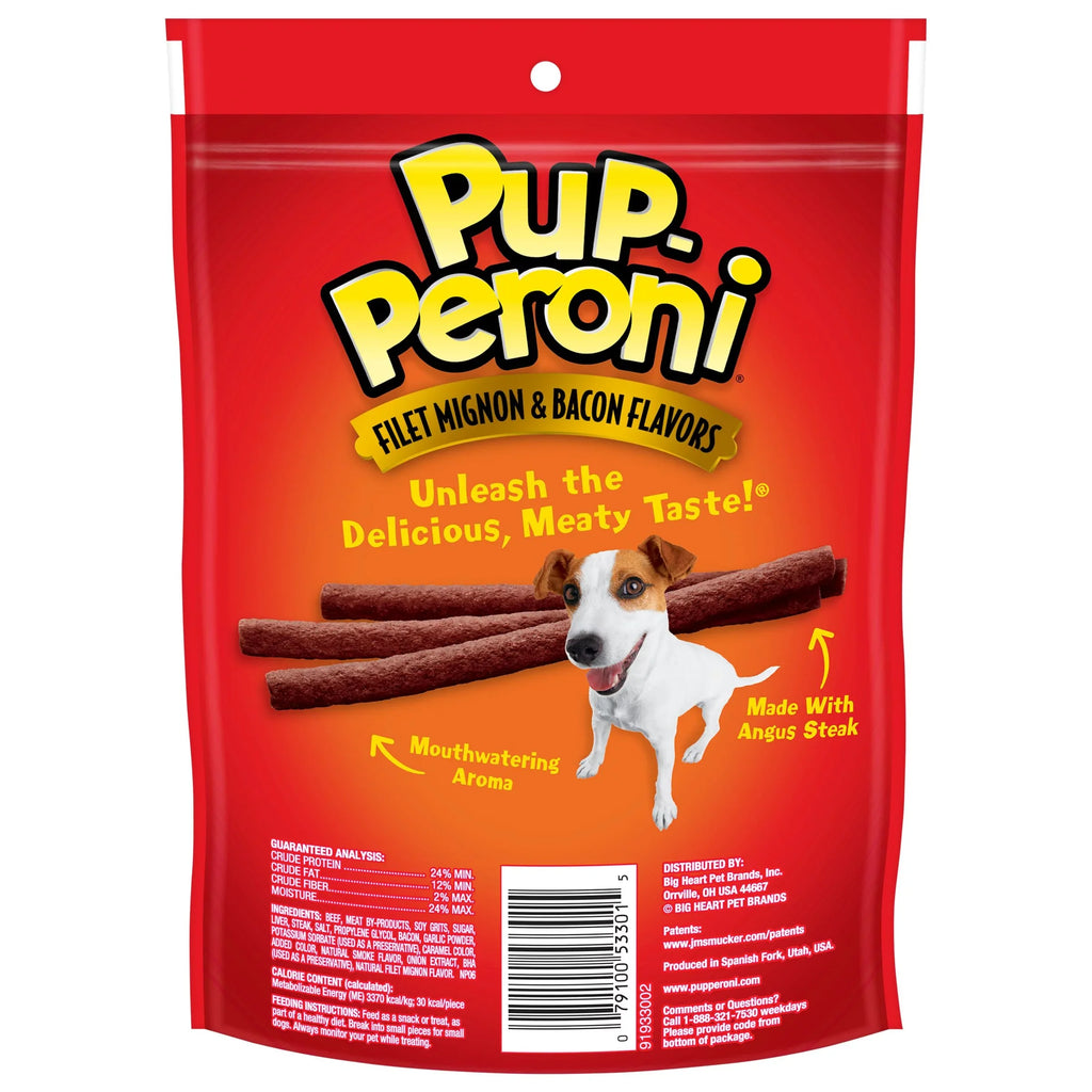 Pup-Peroni Filet Mignon & Bacon Flavor Dog Treats, 5.6oz Bag (Pack of 8)