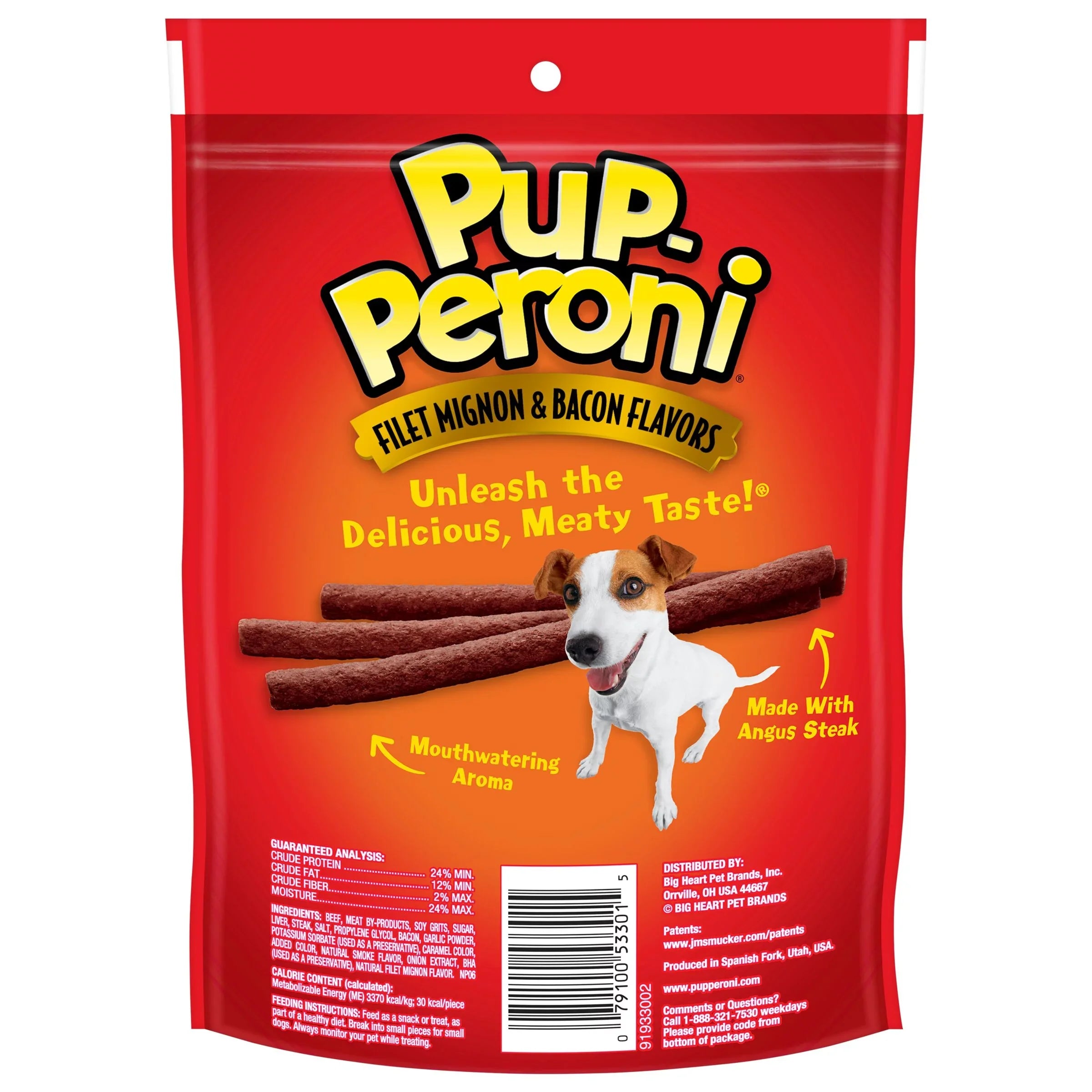 Pup-Peroni Filet Mignon & Bacon Flavor Dog Treats, 5.6oz Bag (Pack of 8)