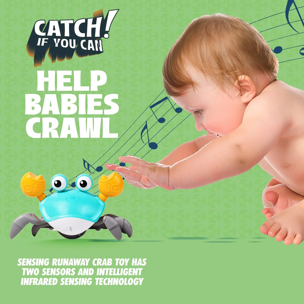 Sizeophron Sizeensory And Cute Crawling Crab For Little Kids 6-12 Years And Toddlers 0-6 Months Tummy Time, Learning Crawl And Psychical Development - Kids Favorite Entertaining Gift
