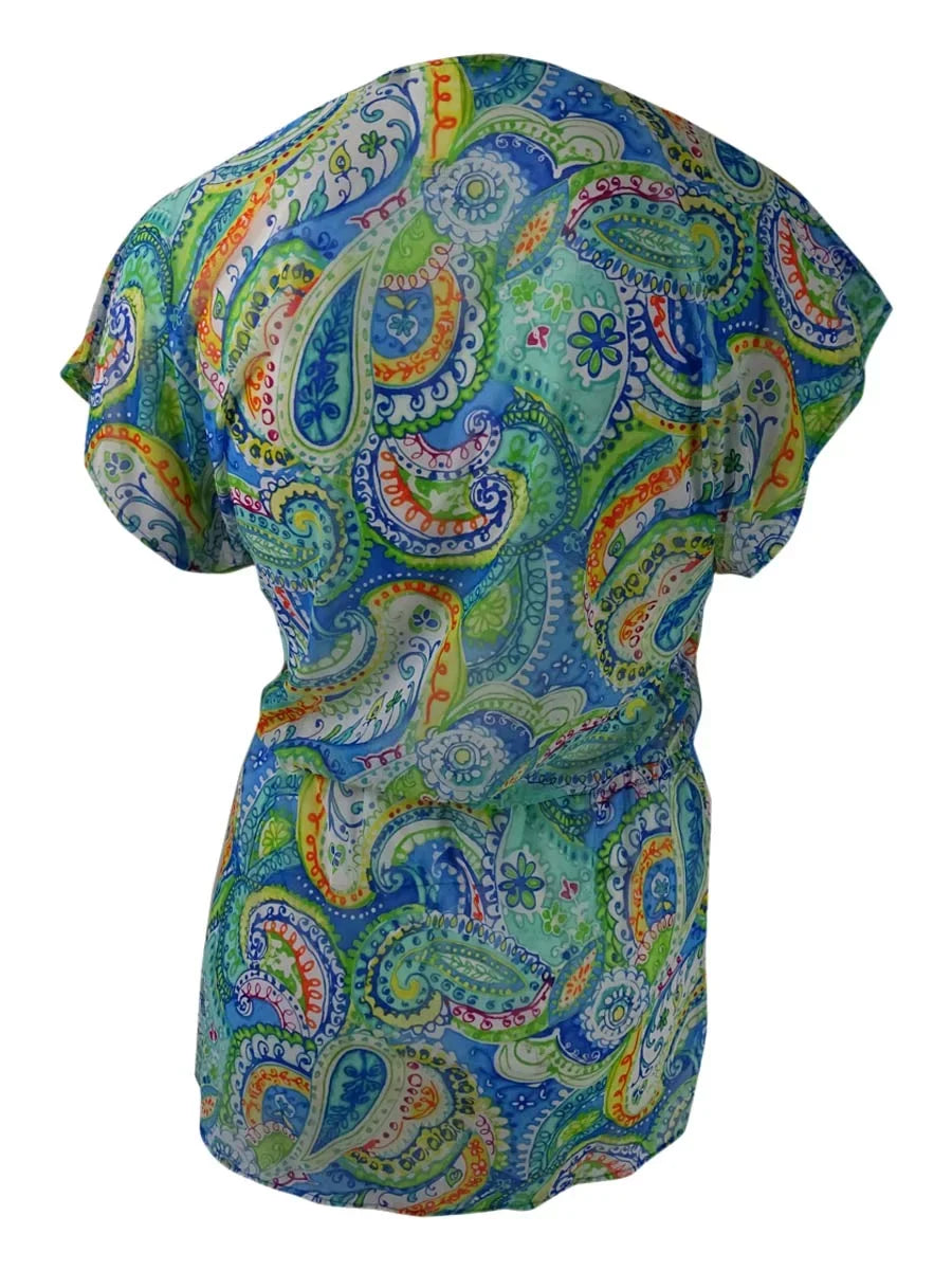 Lauren Ralph Lauren Women's Carnivale Paisley Mesh Cover-Up (Blue, M)