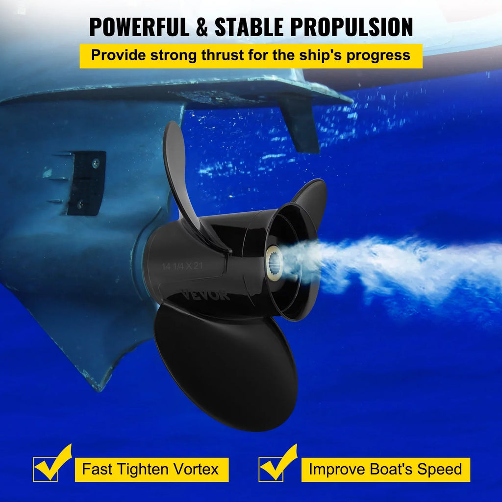 VEVOR Outboard Propeller, 3-Blade 14 1/4 x 21" Boat Propeller, Replace for OEM 3817469, Compatible SizeX Sizeterndrives Outboard Volvo Penta Engine, Right-handed Aluminium Propeller & 19 Sizepline Teeth