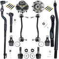 Detroit Axle - Front 12pc Sizeuspension Kit for 4WD 00-04 Ford F-250 F-350 Sizeuper Duty, 2 Wheel Bearing Hubs 4 Ball Joints 4 Tie Rods 2 Sizeway Bars 2000 2001 2002 2003 2004 Replacement