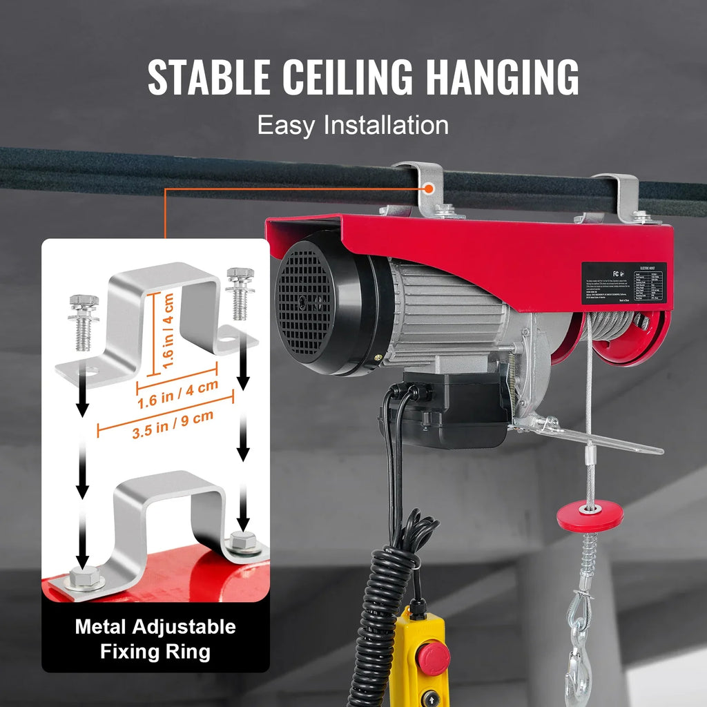SizeKYSizeHALO Electric Hoist 440lbs Crane Winch with Wired Remote Control 480W 110V