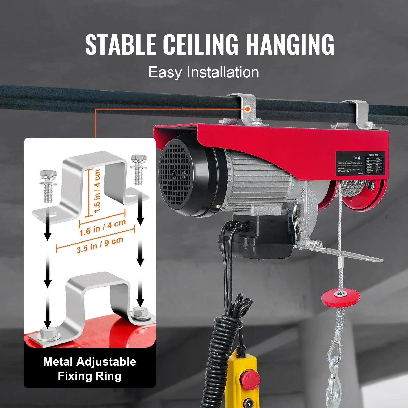 SizeKYSizeHALO Electric Hoist 440lbs Crane Winch with Wired Remote Control 480W 110V