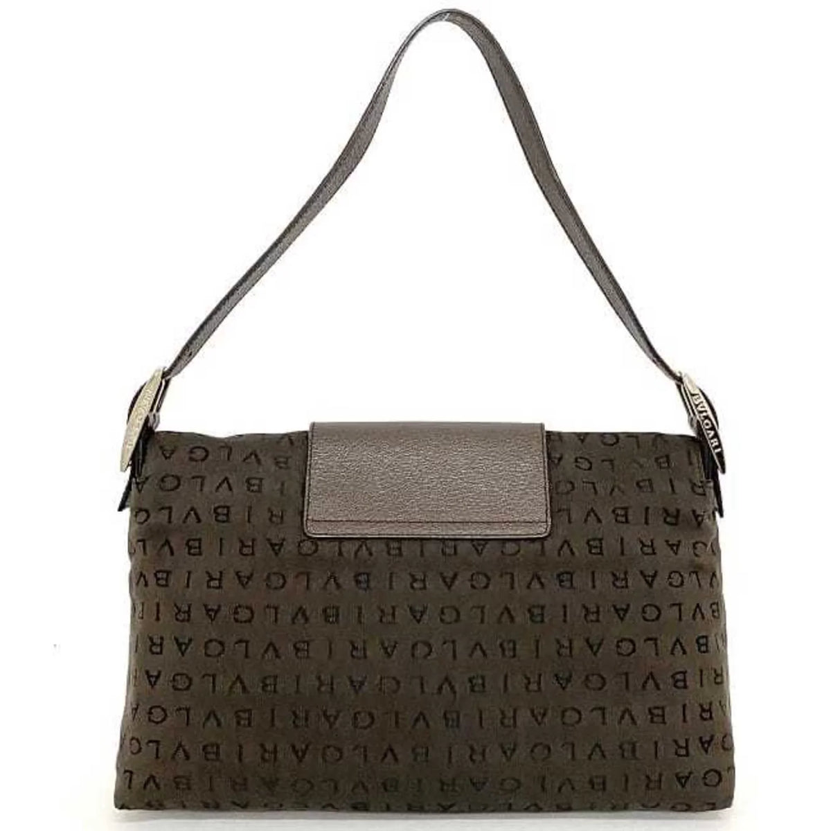 Pre-Owned Bvlgari Bag Brown Mania Canvas Leather BVLGARI One Sizehoulder Handbag Flap Plate (Good)