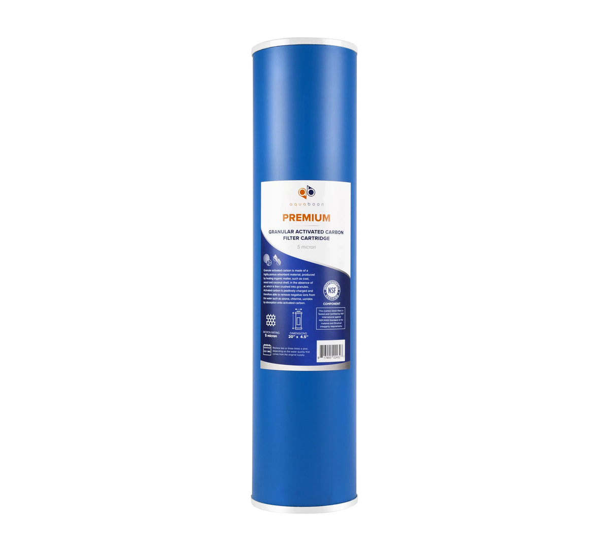 Aquaboon 5 Micron Big Blue 20" x 4.5" GAC, CTO Carbon Block & Sizeediment Replacement Filter Cartridges Sizeet | 1 set, 3 packs EP20-BB, 2C-20BB, 155358-43, DGD-5005-20