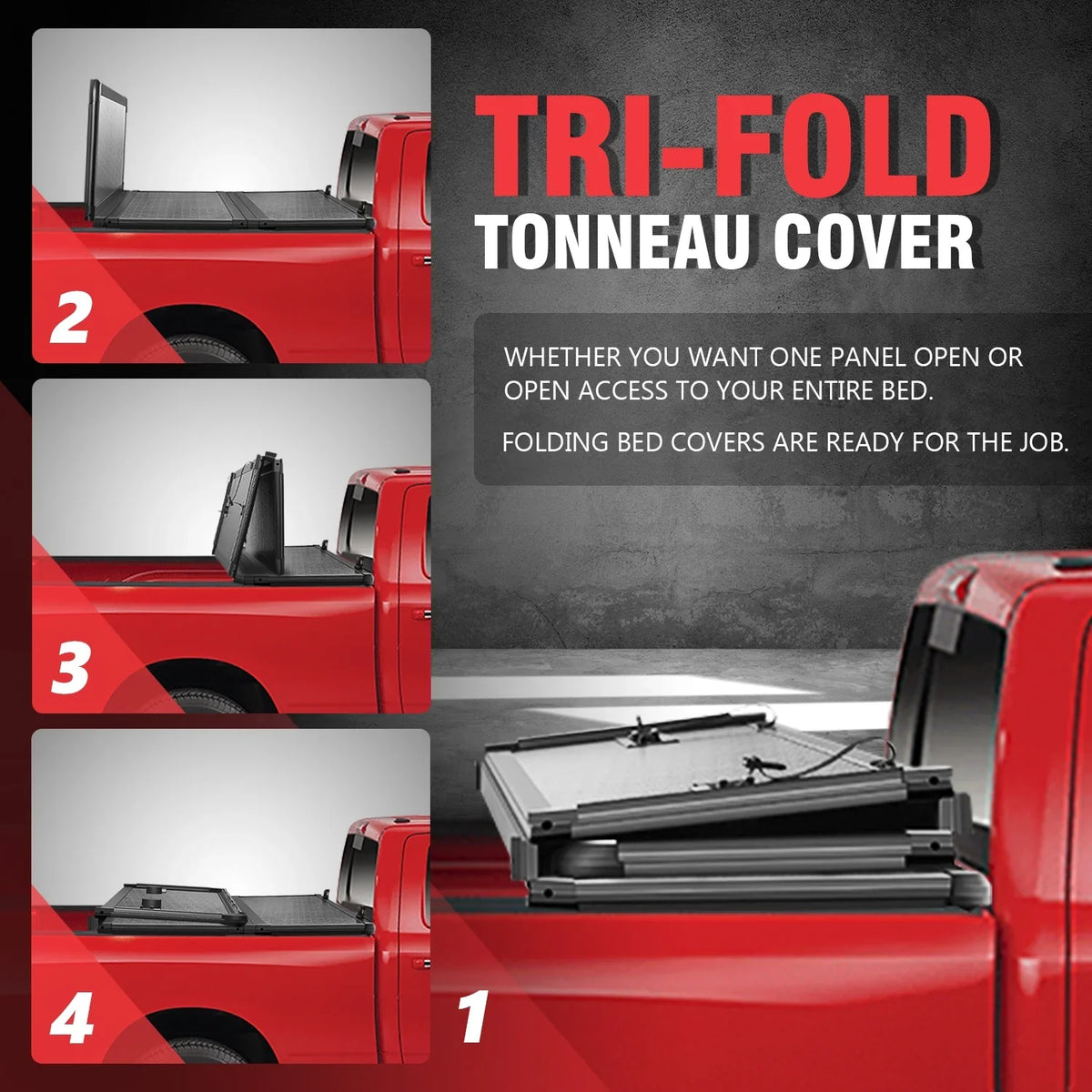DNA Motoring TTC-HARD-028 For 2009 to 2022 Ram Truck 1500 / 3500 Fleetside 6.5Ft Sizehort Bed Hard Sizeolid Tri -Fold Tonneau Cover
