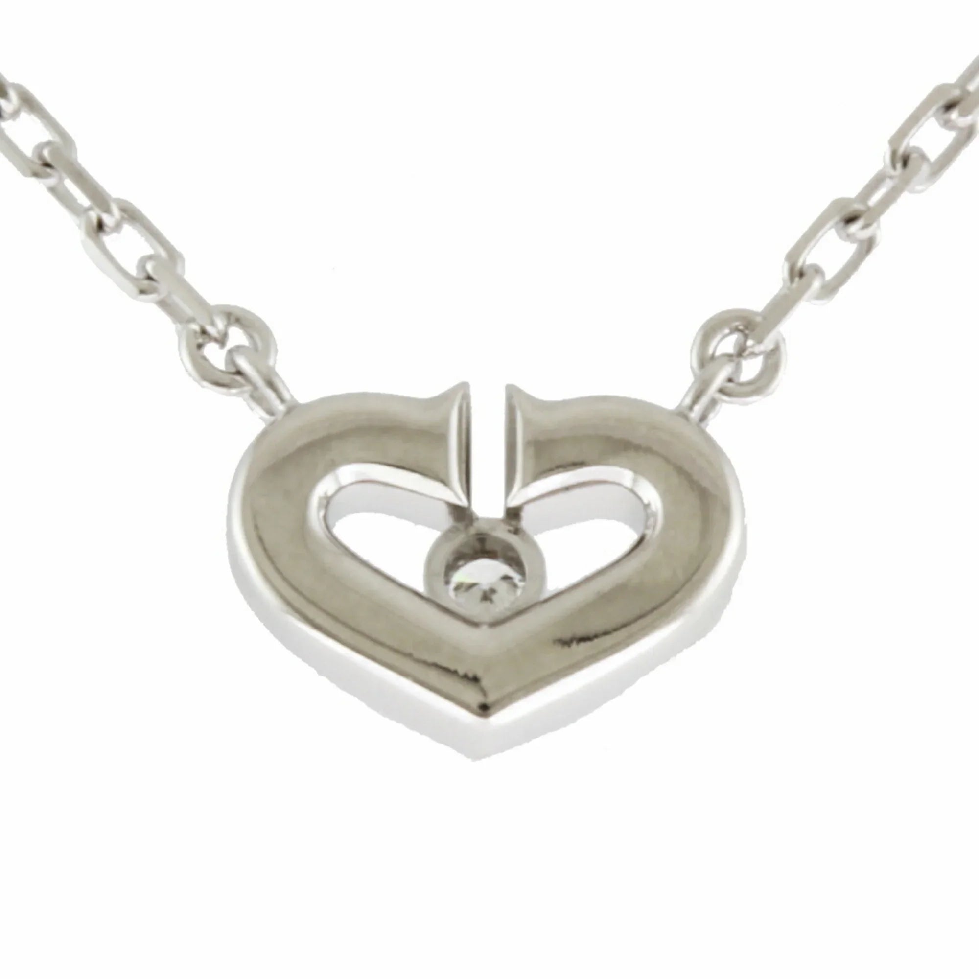 Pre-Owned Cartier C Heart Necklace 18K Diamond Ladies CARTIER BRJ10000000119253 (Like New)