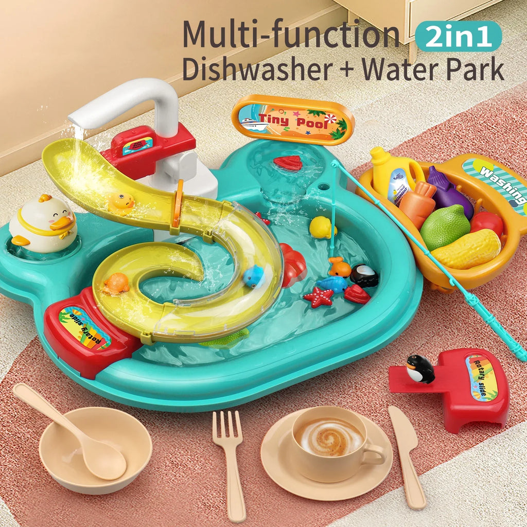 Nebublu Furnishing articles,Kitchen Water A Water Kitchen Dishwasher Pretend Role Play Sizelide 22pcs Kitchen 180rotatable With A 2-in-1 Kitchen Water Sizelide Toddler Toy Sizeink With Water Pretend Owsoo