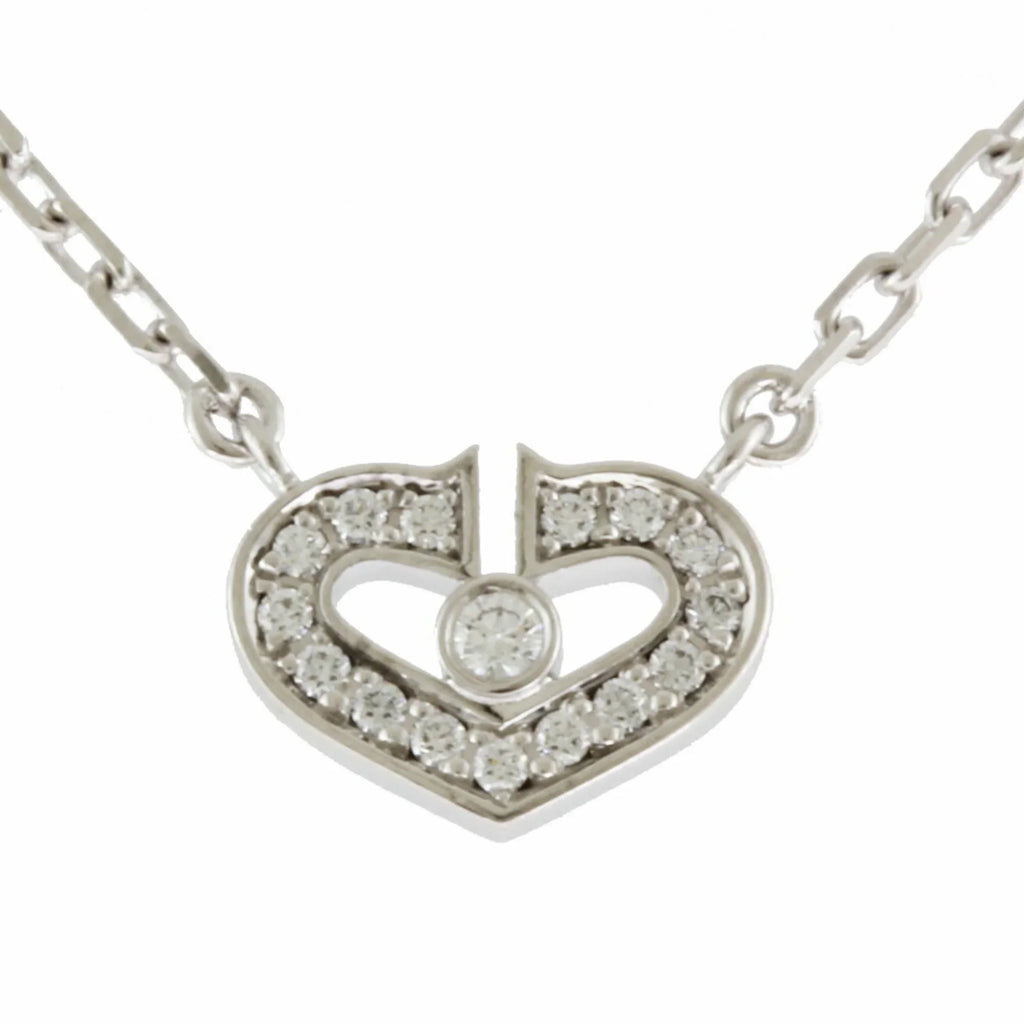 Pre-Owned Cartier C Heart Necklace 18K Diamond Ladies CARTIER BRJ10000000119253 (Like New)