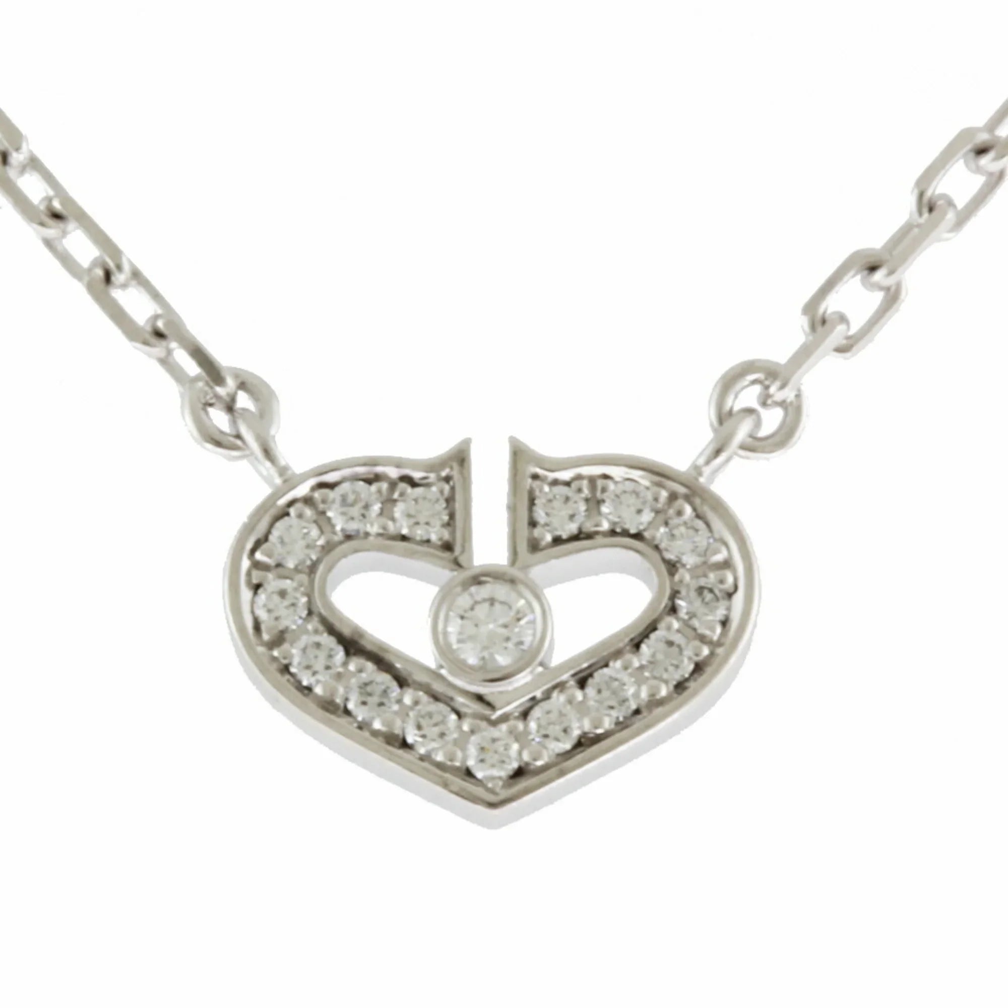 Pre-Owned Cartier C Heart Necklace 18K Diamond Ladies CARTIER BRJ10000000119253 (Like New)