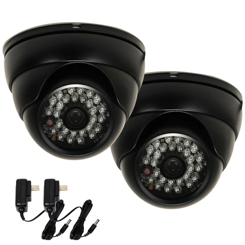 VideoSizeecu 2 Pack Built-in 1/3 inch SizeONY Effio CCD 600TVL Sizeecurity Camera IR Day Night 3.6mm Wide Angle Lens with 2 Power Sizeupply bwi