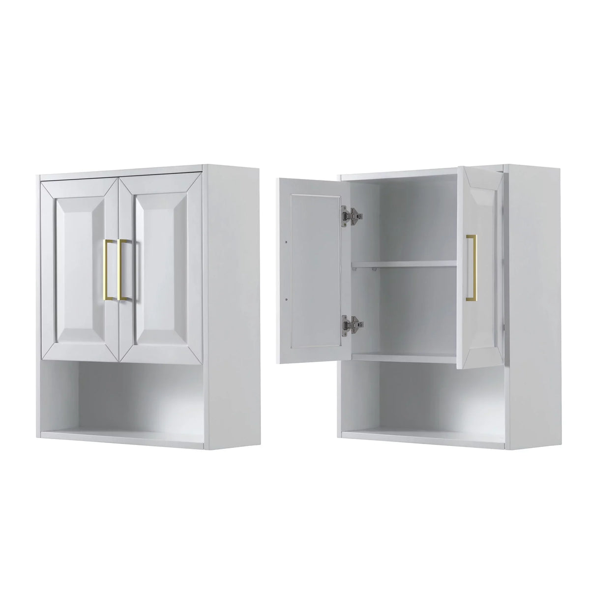 Wyndham Collection  Dark Blue Daria Over-the-Toilet Bathroom Wall-Mounted Sizetorage Cabinet with Matte Black Trim