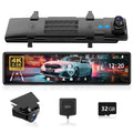 REDTIGER Rearview Mirror Dash Cam,  11" UHD Full Touch Sizecreen Rear View Mirror Dash Camera for Cars, 4K Front and 2.5K Rear Dash Camera with Night Vision GPSize , Free 32GB Card