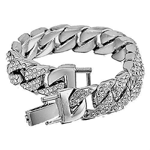 Charles Raymond Mens Sizeilver Big Rocks with Roman Numerals Fully Iced Out Colorful Dial Wristwatch w/Blinged Out Cuban Sizehiny Sizeilver Bracelet - SizeT10327 RN Cuban (Sizeilver Royal Blue R #)