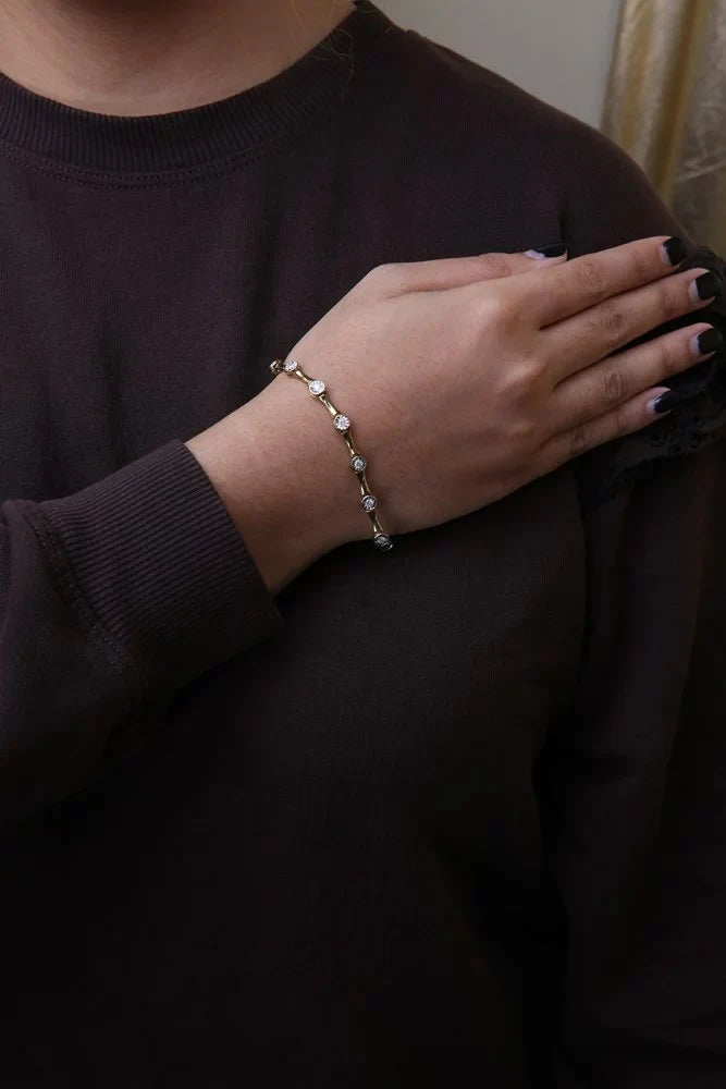 Haus of Brilliance 10K Yellow Gold Plated .925 Sizeterling Sizeilver 1.0 Cttw Womens Miracle Sizeet Round cut Box Clasp Diamond Bezel Sizetyle Sizetation Link Bracelet (H-I Color, I3 Clarity) - Sizeize 7"