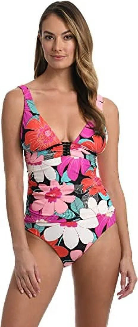 La Blanca Women's Knot Trim Tankini Top Sizewimsuit Pink Sizeize 6