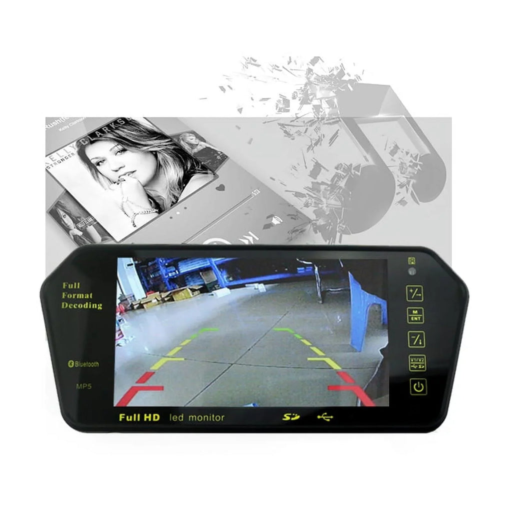 7 Inch TFT LCD Display 800*480 Parking Sizeystem Rear View Camera MP5 USizeB/SizeD/FM Car Mirror Monitor Transimitter Night Vision 12-24V