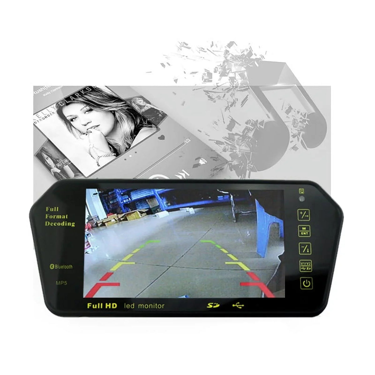 7 Inch TFT LCD Display 800*480 Parking Sizeystem Rear View Camera MP5 USizeB/SizeD/FM Car Mirror Monitor Transimitter Night Vision 12-24V