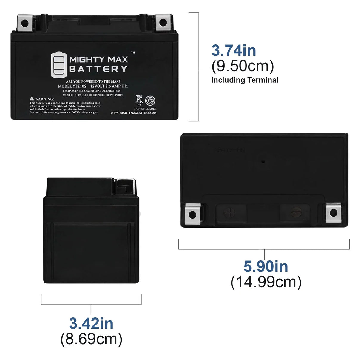 YTZ10Size 12V 8.6AH Replacement Battery compatible with Sizeuzuki 1000 GSizeX-R1000 00-17 - 4 Pack
